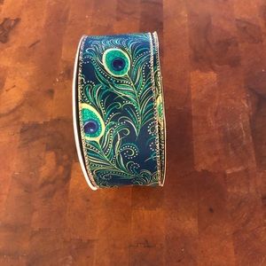 Wired Peacock Ribbon- Blue, Green & Gold 50 yards